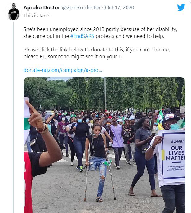 #EndSARS Protesters Raise Funds To Buy A Protester Prosthetic Leg