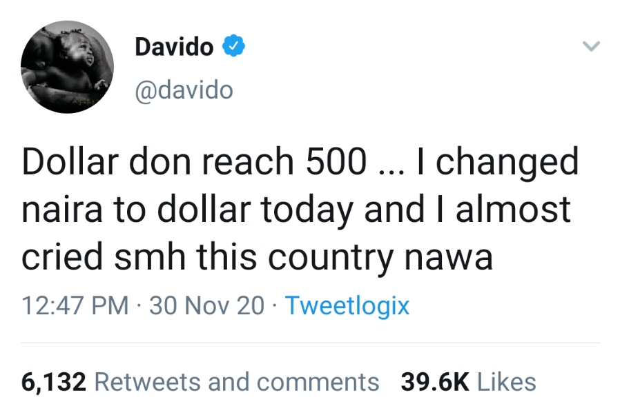 Davido: When I Changed Naira To Dollars Today, I Almost Cried &#8211; Celebrities